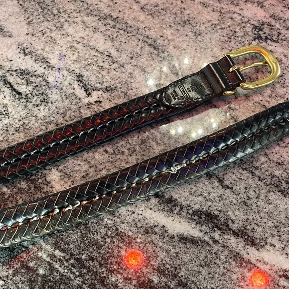 Coach Vintage Black Braided Leather Belt with Gold Buckle size 34 - Picture 3 of 5
